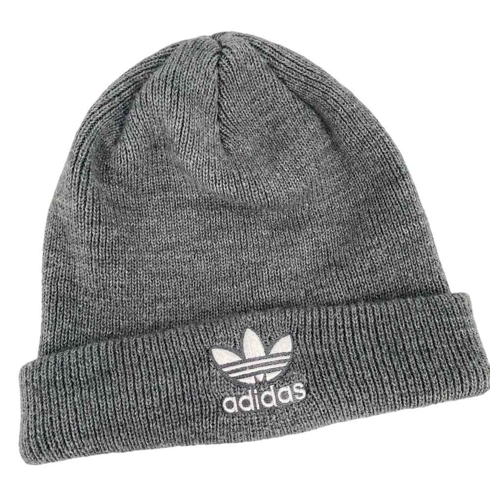 Adidas Grey Trefoil Logo Acrylic Beanie Hat